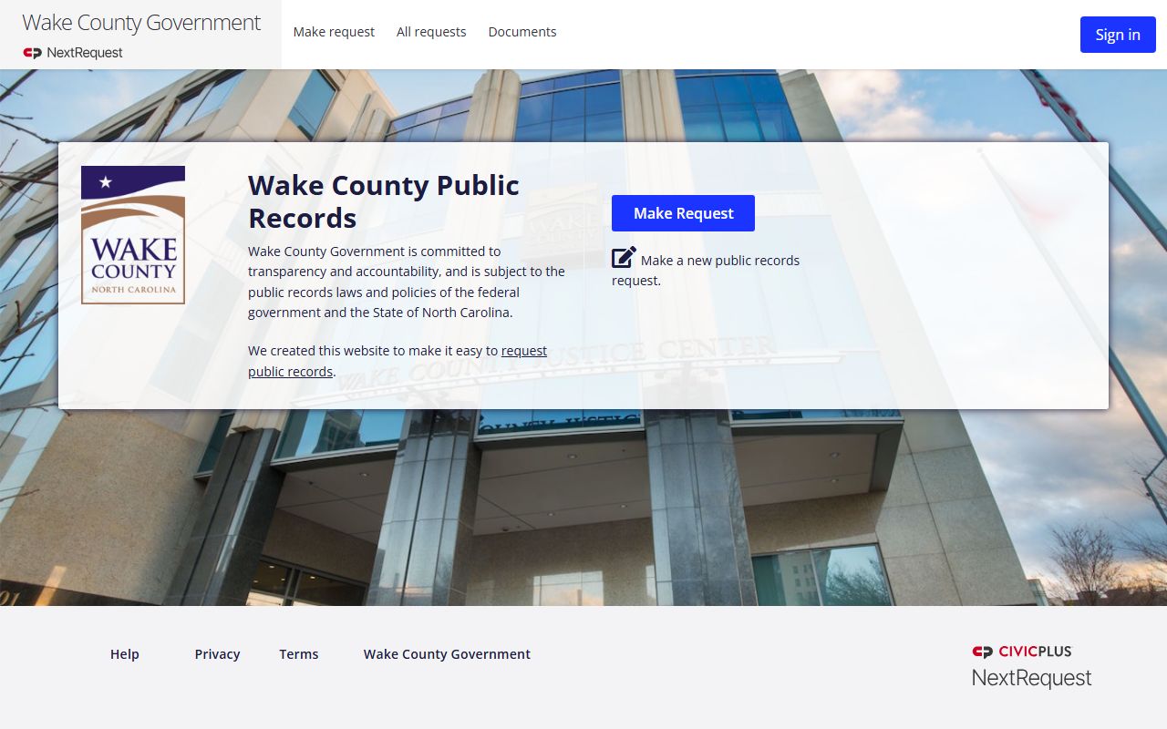 Wake County Public Records NextRequest portal
